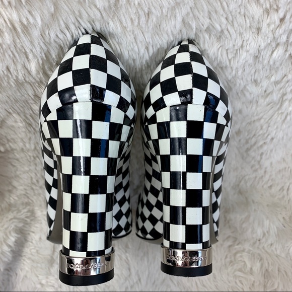 SOLD! Dolce & Gabbana Checkered Square Toe Pumps - Picture 5 of 8